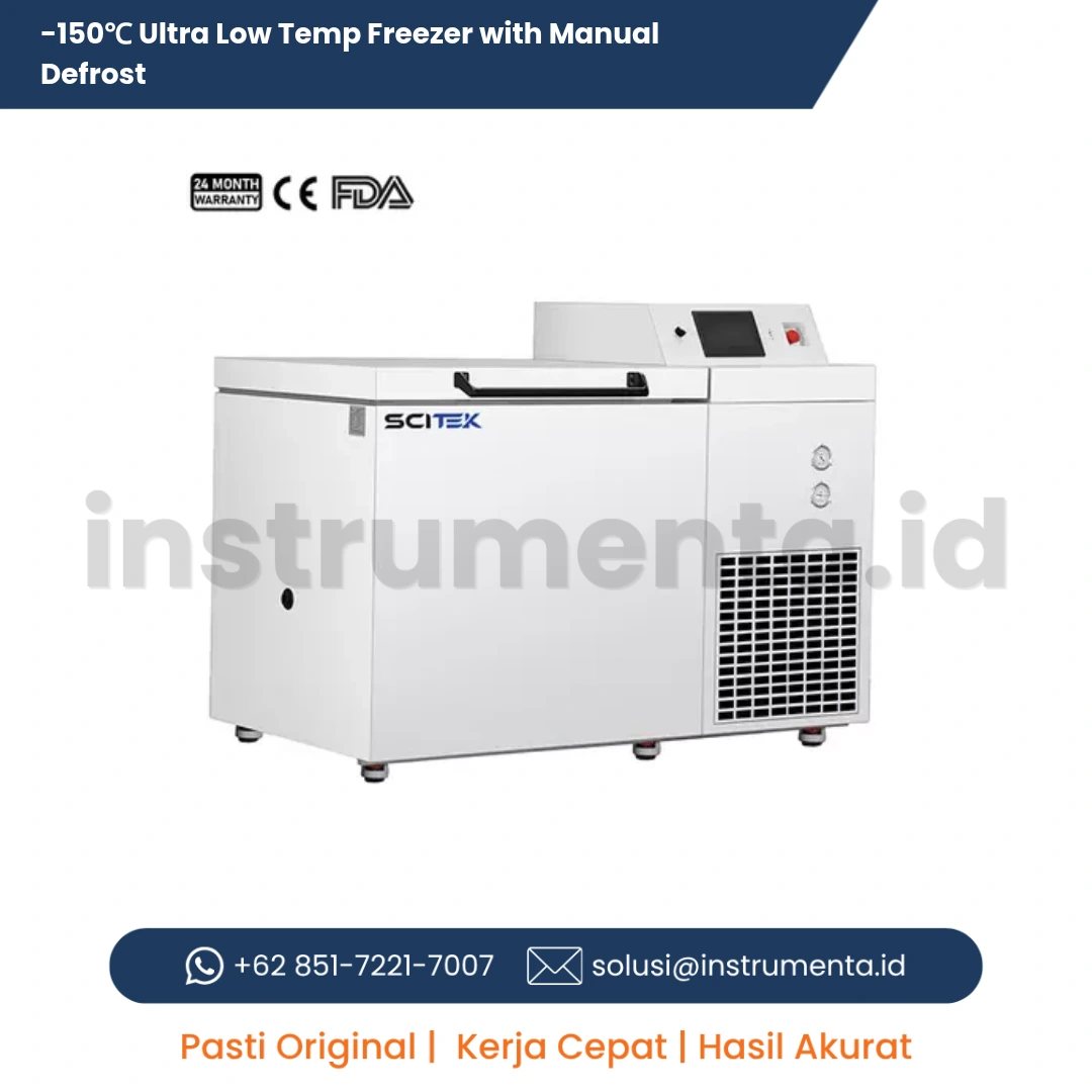 Ultra Low Temperature Cryogenic Freezer Scitek -150 Derajat Celcius Manual Defrost Lemari Pembeku Laboratorium Suhu Ekstrem ULT Kriogenik